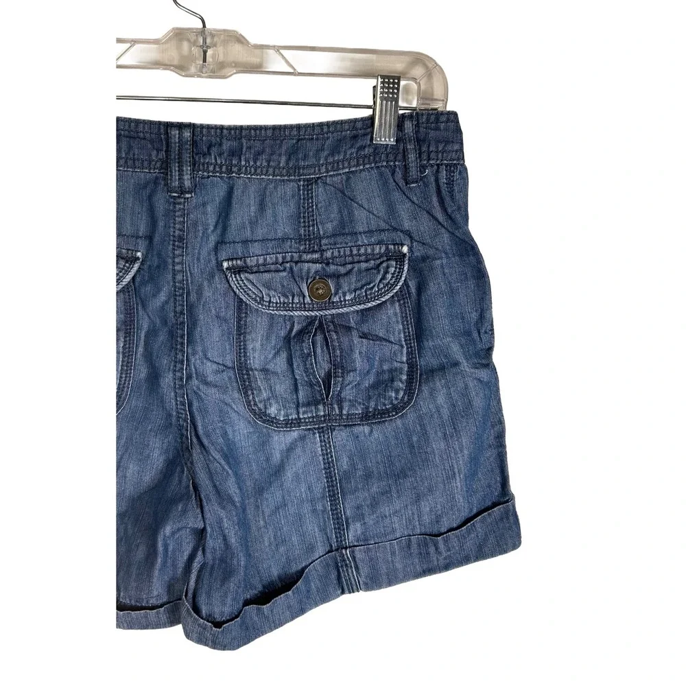 Apt. 9 Womens Modern Fit Blue Denim Shorts‎ Tencel Blend Cuffed Size 4